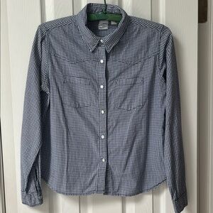 Weather Vane Blue Checkered Shirt with beautiful button snaps - Size M